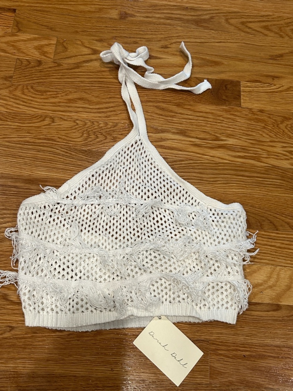 Darah Dahl Lucia White Crochet Crop halter Top small women’s new